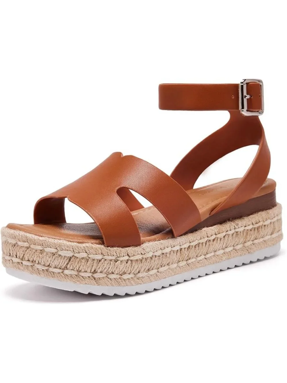 Stylish Women's Wedge Espadrille Sandals with Adjustable Ankle Strap - Summer